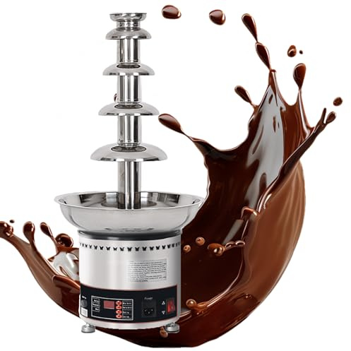 Macchina per Fontana di Cioccolato di Grande Capacità, Fontana di Cioccolato Commerciale a 5 Livelli, Macchinas per Cascata Regolabile per Fonduta di Cioccolato da 30 ℃ ~ 110 ℃