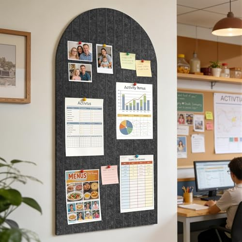 ddckj 80 x 40cm Filz Pinnwand Selbstklebend Dekorative Pinnwand aus Filz 0,9cm dick mit 45 Reißzwecke Faltbare Fototafel Bulletin Board Memo Boards Anwendbar auf Büro Hause Schule, Dunkelgrau