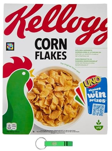 4x Corn Flakes Knusprige goldene und leckere ohne Palmöl ohne Farbstoffe ohne künstliche Aromen 375g + Beni Culinari Kostenloser Schlüsselanhänger