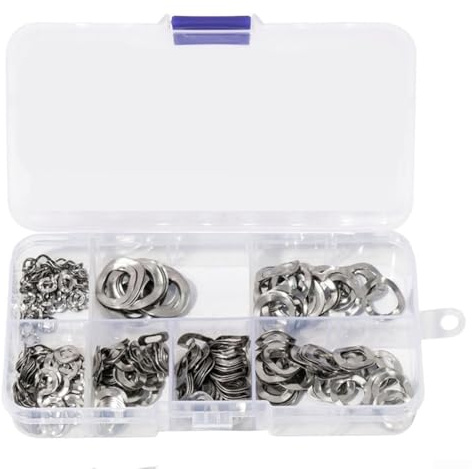 Yuanpgky Arandelas de resorte de tres ondas de acero inoxidable 304, 350 unidades, en caja, diseño elástico absorbente de vibraciones para tornillos, tornillos, resistente a la corrosión