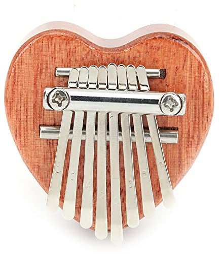 RASTKY Piano de Pulgar Portátil en Forma de Corazón con Sonido Claro para Principiantes, Gran Regalo de Cumpleaños y Navidad, Color Madera, 2,3 X 2,3 X 0,7 Pulgadas