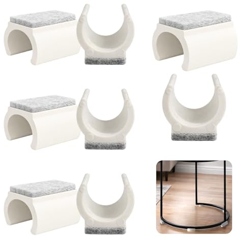 Juego de 16 almohadillas de silla Ø25 mm para sillas con base trineo, patines para muebles con fieltro cancelación de ruido, almohadilla de silla de plástico negro para protección del suelo en casa y