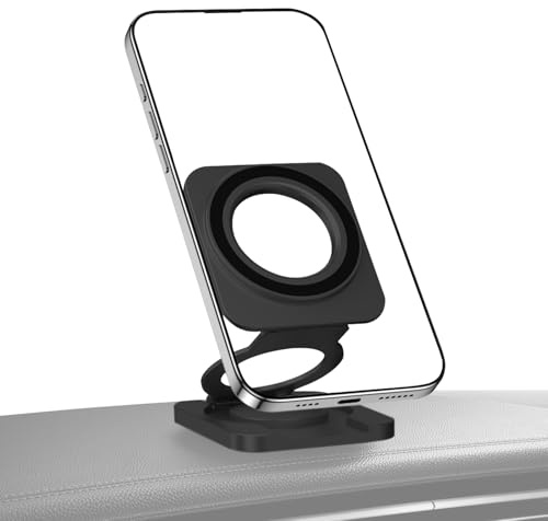 Teléfono magnético genérico - Tamaño 6,5 x 6,1 x 1 cm, rotación ajustable, mango antideslizante, construcción de aluminio | para oficina, coche, gimnasio, viaje, mano