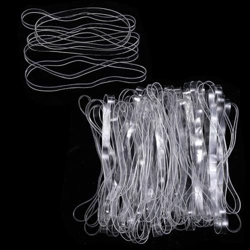 Axafazup 100 PCS Clear Rubber Bands for Crafts, Large Heavy Duty Elastic Bands for Garbage Can, Office Supplies, File Folders, Organizing, Bundling & DIY Projects (6 Inch)