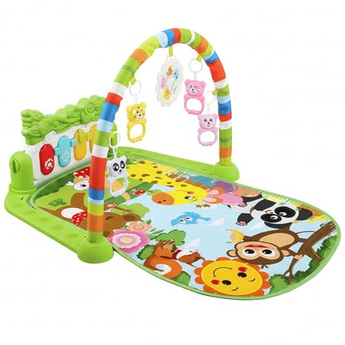 Tappetino da Gioco per il Pancino del Bambino, Tappetini per Pianoforte per Bambini, Palestra per Attività a Tema Verde con Tasti dei Delfini per Bambini da 0 a 12 Mesi