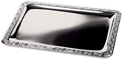 APS Bandeja SCHÖNER ESSEN - bandeja de acero inoxidable con borde decorado, 35 x 24 cm, rectangular