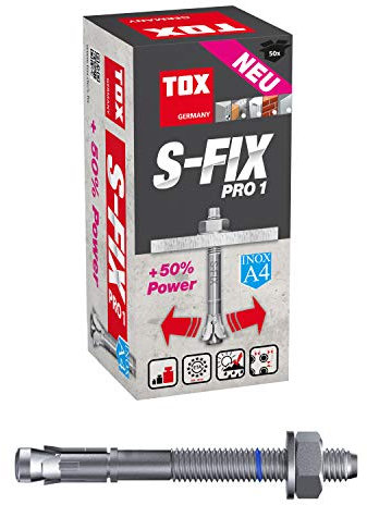 TOX Bolzenanker S-Fix Pro 1 Edelstahl A4 M10 x 90/10 mm, 50 Stück, 040171101