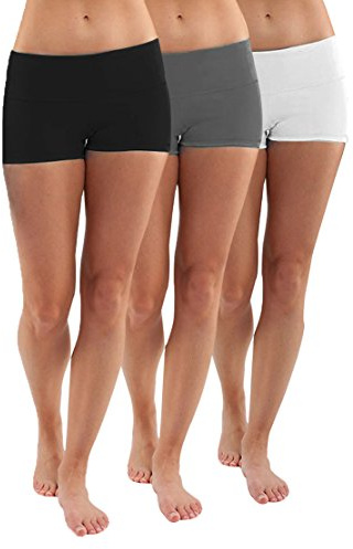 3pcs Short Femme Court Pantalons de Sport Capri Fitness Yoga Shorts XL Gris&Blanc&Noir