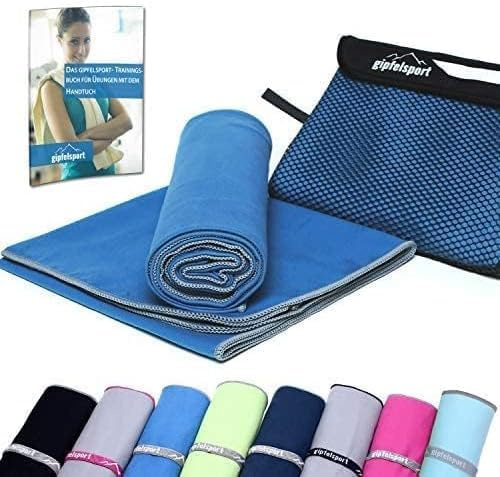 gipfelsport Mikrofaser Handtuch Set - für Sauna, Fitness, Sport I Strandtuch, Sporthandtuch I Blau S: 80x40