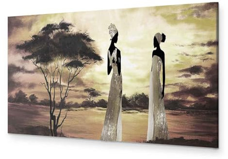 murando - Wandbilder XXL Afrika Frau 135x45 cm 1 tlg - Wand Deko Vlies Leinwand Bilder Groß Wanddeko Wohnzimmer Schlafzimmer Kunstdrucke Panoramabild - Massai im Sonnenuntergang