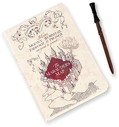 Harry Potter Marauder's Map Notebook & Harry's Wand Pen Set | 192 Blank Pages