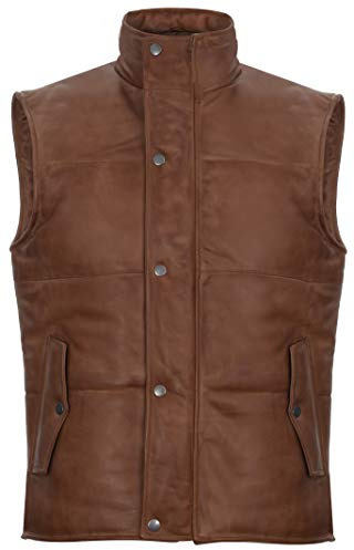 Infinity Leather Bräunen Gepolsterte Weste aus Leder Mit Puffer S
