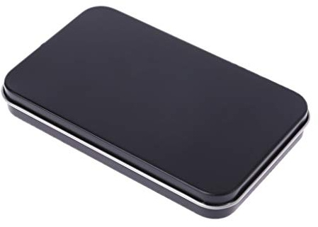 CADANIA Organizer Case Small Metal Tinplate Can Storage Box For Makeup Double Eyelid Sticker Money Coin Key Black
