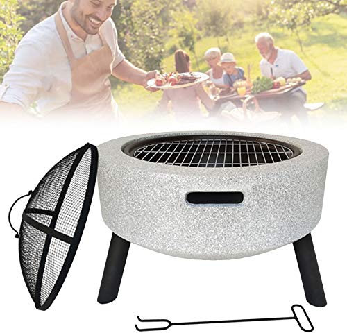 Holzkohlegrill Kugelgrill, Compact Kettle Outdoor Camping Reise Grill, Brennholzgrube, Multifunktion, Robuste Konstruktion, Leicht zu Brennendes Design, Leicht Zusammenzubauen,Weiß