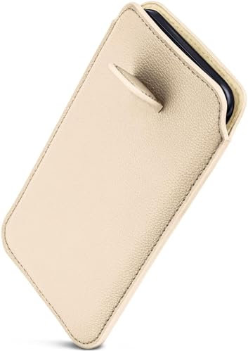ONEFLOW Liberty Case für iPhone 13 Handy Einsteckhülle mit Rückzugfunktion, PU Leder Handytasche, Schutzhülle mit Lasche, Sleeve Etui Hülle zum Einstecken, Creme