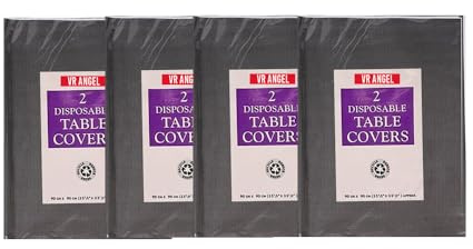VR Angel 8 x Black Disposable Paper Table Cloth Cover for Square or Rectangular Dining Table Birthday Party, Catering, Baby Shower, Wedding Decorations - 90 x 90cm