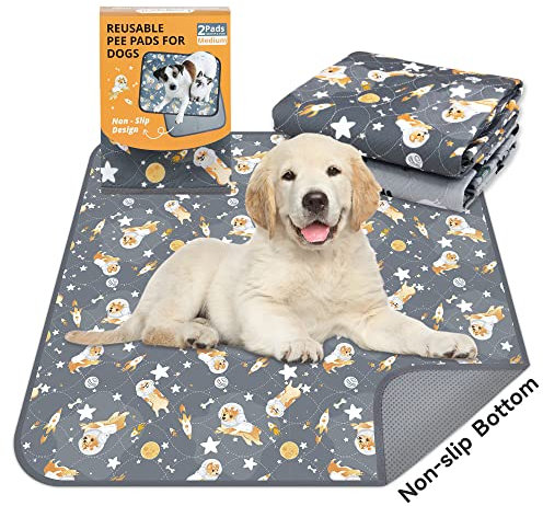 Langsprit Welpenunterlagen Waschbar PIPI Matten für Hunde, 2 Stück Wiederverwendbare Trainingsunterlagen für Hunde, Katzen（104 x 104 cm）