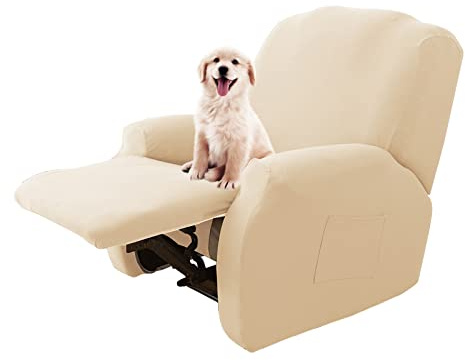 Lydevo Copripoltrona Relax Reclinabile Universale, 1 Posto con Tasche,Copripoltrona Elasticizzato Lavabile Rimovibile,Fodere per Poltrona, Beige