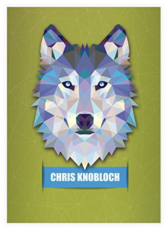 Kartenkaufrausch 16x personalisierte, Starke Wildtier DIN A4 Schulhefte, Rechenhefte mit polygonalem Wolf in grün Lineatur 7 (kariertes Heft)