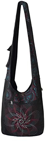 Vishes Damen Umhängetasche Stoff Beuteltasche Schulter Taschen Yogi Bag Baumwolltasche Mandala