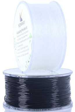KONMAY - 2 rotoli di cordoncino elastico rotondo da 1,2 mm con custodia organizzativa, 80,4 metri, colore: nero e bianco, per creazione di braccialetti con perline e bigiotteria