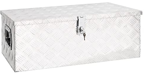 Tidyard Aufbewahrungsbox Werkzeugbox Werkzeugkästen Werkzeugkiste Alubox Transportkiste Transportbox Truckbox Silbern 80x39x30 cm Aluminium