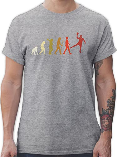 T-Shirt Herren - EM 2026 Trikot Ersatz - Handball Evolution Vintage Male - 4XL - Grau meliert - Handballer Tshirt hanball Shirts halbball Shirt Handball. t-Shirts Handball, Tshirts beachhandball t