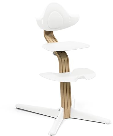 Stokke Nomi Stuhl, Eiche/White - Inspiriert zu aktivem Sitzen - Ohne Werkzeug stufenlos verstellbar - Inklusive Fußstütze und kippsicheren Rädern - Bis 150 kg belastbar