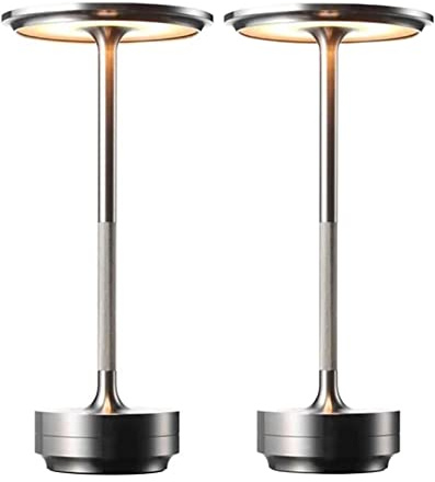 Bammare 2 Stück kabellose I-förmige metallische Tischlampe mit Berührungssensor, 3 Farben dimmbare wiederaufladbare Schreibtischlampe, wasserdichtes dekoratives LED-Licht (2 Silber)