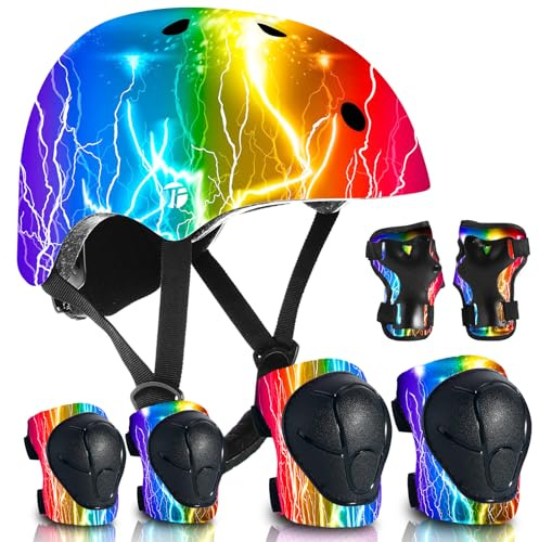 JeeFree Adjustable Gradient Color Skateboard Helmet for 3-5-8-14+Ages【Toddler Kids Youth Adult】 Girls Boys Woman.Bike Helmet for Multi-Sports Cycling Bicycle Scooter Inline Roller Skate Rollerblading