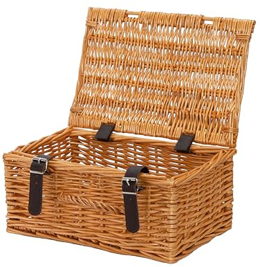 Wickerfield Small Honey Wicker Hamper with Lid, Gift Hamper Storage Basket