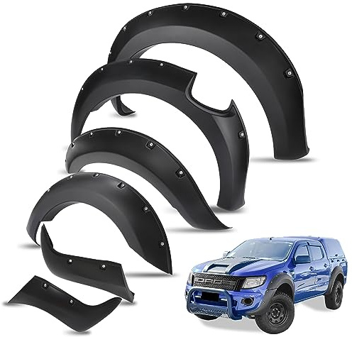 JHCHAN Kotflügelverbreiterung Ford Ranger 2012-2016 T6 Wildtrak XL XLT Limited ohne PDC, 30 mm Radlaufverbreiterung ABS Matt Schwarz, Radlauf Schutzleisten gegen Steinschlag und Schmutz