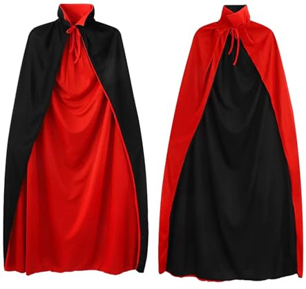 Octonyluck Disfraz de Halloween Adultos y NiñOs, Capa de Vampiro, Collar del Soporte Capa de Halloween Mujer Unisex, 90cm