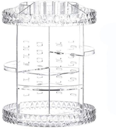 Kepuarm 360 ° drehbarer Make up Kosmetik Schönheits Organizer, Transparent Makeup Aufbewahrungs Kosmetikbox für Dresser Badezimmer Schlafzimmer, Kommode aus Kunststoff (Clear-New)