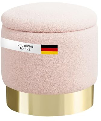 ALBATROS Hocker mit Stauraum Nizza – Sitzhocker mit Stauraum, Modernes Design, Edler Sherpa-Bezug – Sitztruhe oder Sitzbank mit Stauraum – optimal als Fußhocker oder Hocker Schminktisch, Rosa