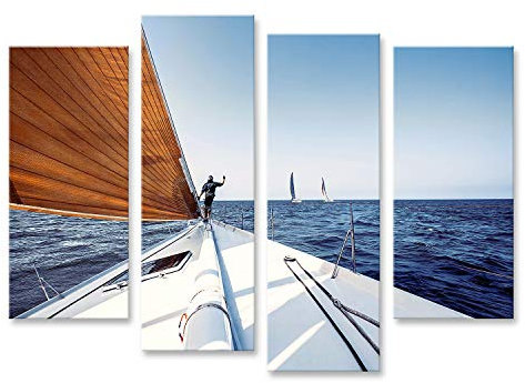 islandburner Bild auf Leinwand Segeln Schiff Yacht Weiße Segel Leinwandbild Poster Wandbild Bilder