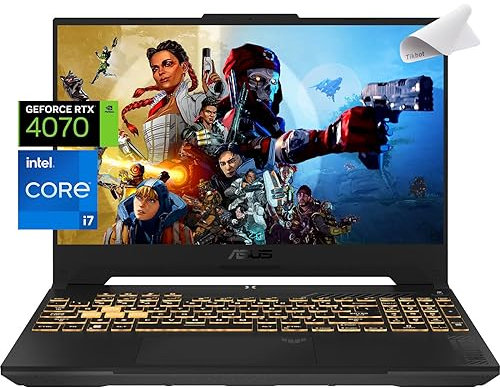 ASUS Ordinateur portable de jeu TUF RTX 4070 MUX 140W - i7-13620H - Écran IPS 15,6 FHD 100 % sRGB - Clavier rétroéclairé RVB - 64 Go de RAM - SSD PCIe de 4 To - G-SYNC - Webcam - Tapis de souris -