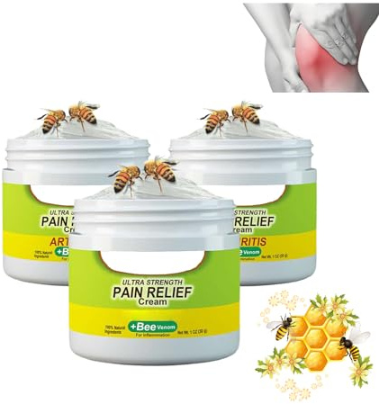 Bee Venom Cream for Arthritis, Bee Venom Joint and Bone Cream Joint Pain Relief Arthritis Ultra Strength Relief for Inflammation Soreness Muscle Recovery Bone Healing(3Pc)