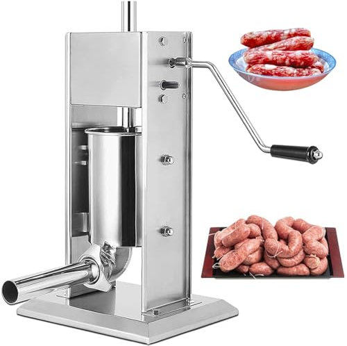URJWAN 2l/3l/5l/7l/10l/15l WurstfüLlmaschine, Vertikaler WurstfüLler, Wurstbereiter, Edelstahl-FleischfüLler-Set, FüR Die Herstellung Von WüRstchen, Hot Dogs Usw,15L