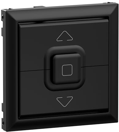LEGRAND, SEANO 765329 - Interruptor Conmutador de Persiana y Pulsador Electrico con 3 Botones de Control de Interruptor, Placa Basculante, Color Negro Lacado