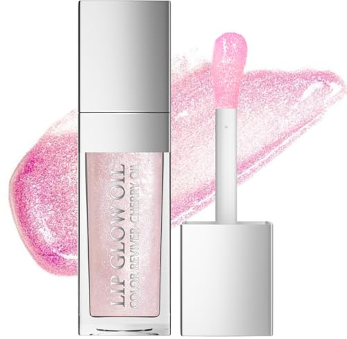 Plumping Lip Gloss, Lip Oil Tint, Glittery cLong Lasting Lipstick For Women, Glittery Liquid Lipstick, Non-Sticky, Shiny Glossy Cosmetic Moisturising Lip Gloss Plumping(Pink)