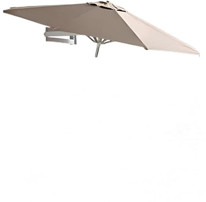 PQPQLI 220/250cm Wall Mounted Garden Parasol Umbrella, Collapsible Patio Umbrella, Outdoor Market Umbrella Sun Shade Canopy With 8 Ribs, Ideal For Garden Balcony Yard(Khaki,220cm)