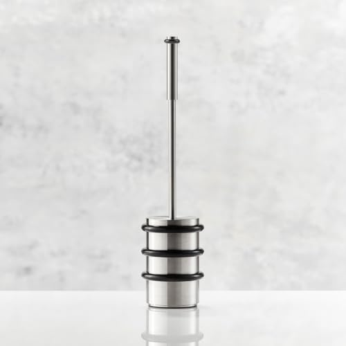Schwerer Boden-Türstopper Edelstahl, mit Griff, Ø9 cm x Höhe 14,5 cm, Gesamthöhe 44,5 cm - Gewicht 7,5 kg - Modell Bundestag - Türhalter, Türpuffer - PHOS Design
