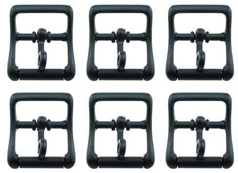 RLECS 6 x Metall-Rollschnalle, quadratische Mittelstegschnalle, Gürtelkopf, Dornschnalle, Gürtel, verstellbare Schnalle