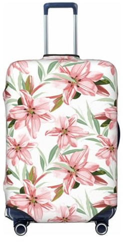 Housse de protection pour valise, housse de protection pour valise, fleurs de lys roses, anti-rayures, pour bagages, noir, Small