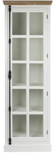 Wohnando Vitrine Theresia mit Glastür aus weißem Kieferholz Ästhetik und Funktionalität für stilvolle Präsentationen, FSC®-Zertifiziert, Maße 42x68x213 cm