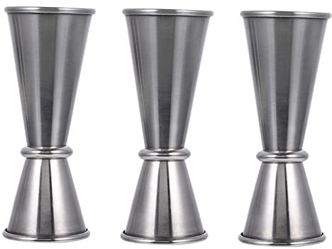 IMIKEYA 3 Set Tazza Da Oncia in Acciaio Inossidabile Jigger Di Misurazione Del Colpo Shaker Martini Bicchiere Di Vino Jigger Misura Del Colpo Di Cocktail Doppio Girello Silver 3 Pezzi * 3