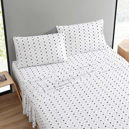 Marimekko Queen-Bettwäsche-Set, hochwertiges Baumwoll-Perkal-Bettwäsche-Set mit passenden Kissenbezügen, leicht und atmungsaktiv (Kukkaketo Schwarz, Queen)