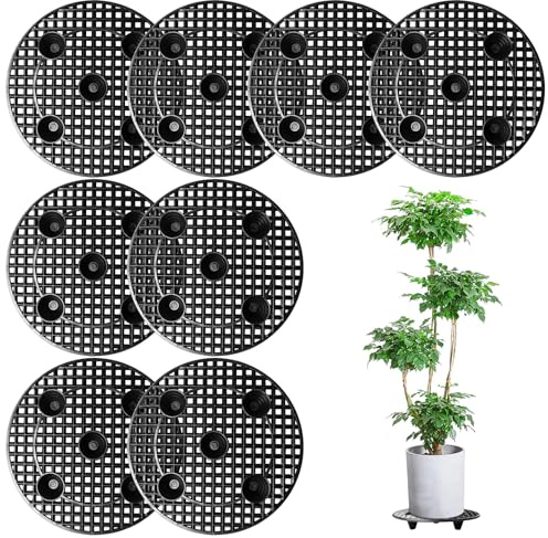 Asfrode Lot de 8 supports pour plantes en pot de 30 cm - Grand support de plantes - Coussinets en maille - Support pour plantes en pot - Grille de pot de fleurs - Dessous de pot de fleurs - Grille