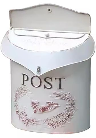 Good Homie Buzón, buzón de Pared de Metal Retro, buzón rústico Independiente para Montaje en Pared al Aire Libre, buzón Postal, buzón Vintage, buzón de Hierro, para jardín residencial Blanco